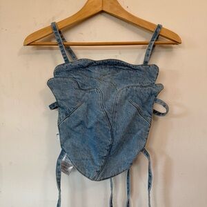 Opening Ceremony Denim Rose Top O/S